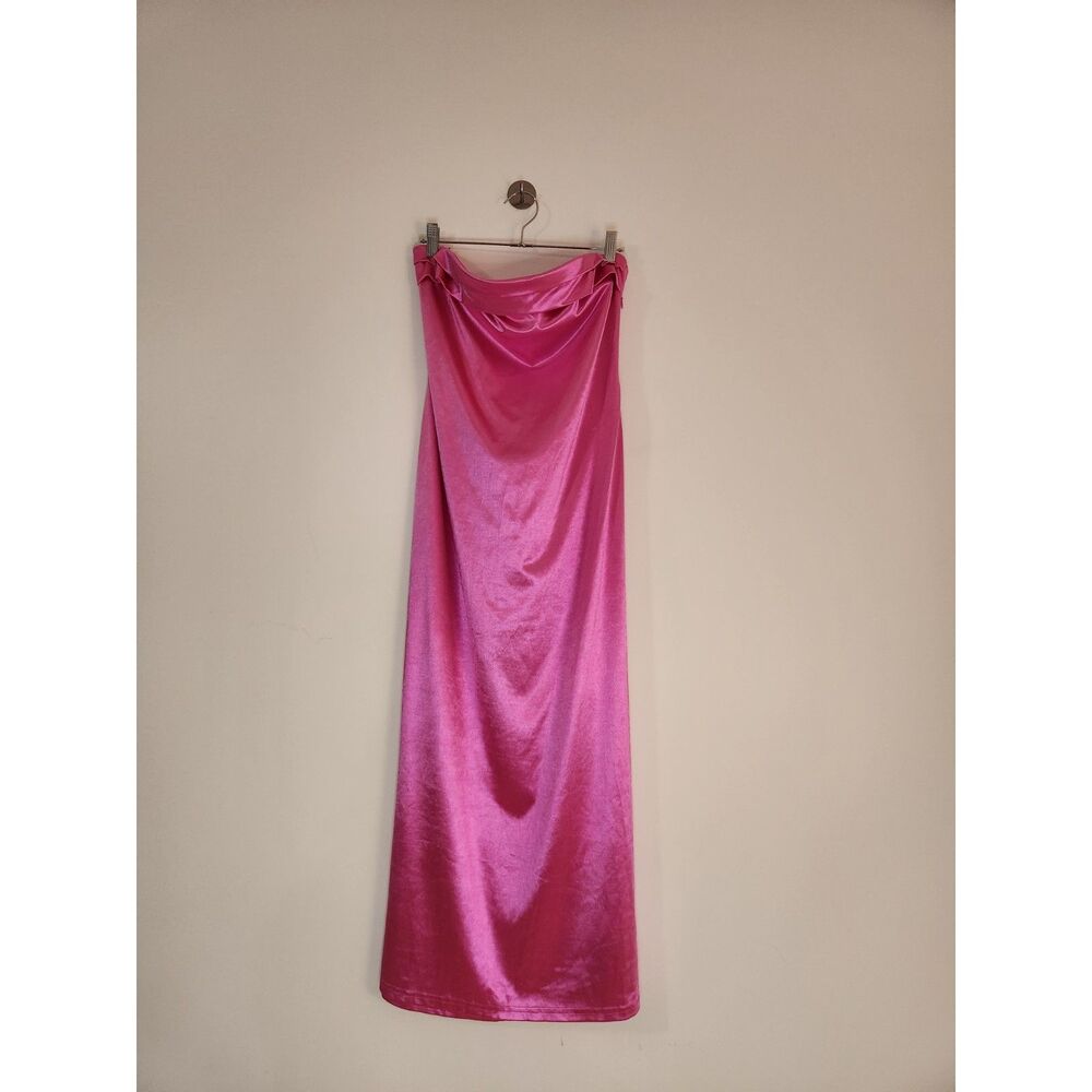 Pink Satin Strapless Dress